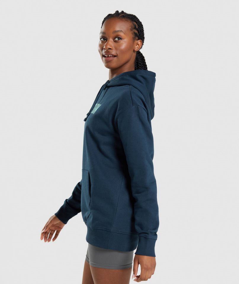 Women's Gymshark Apollo Oversized Hoodie Navy | CA 3715DN